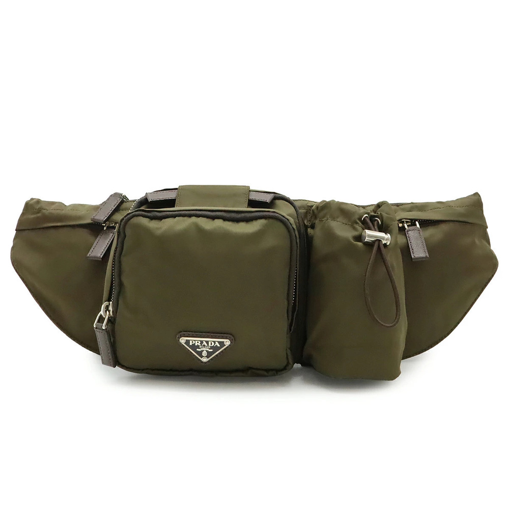 Prada Waist Bag Pouch Clutch Body Hip Khaki Green
